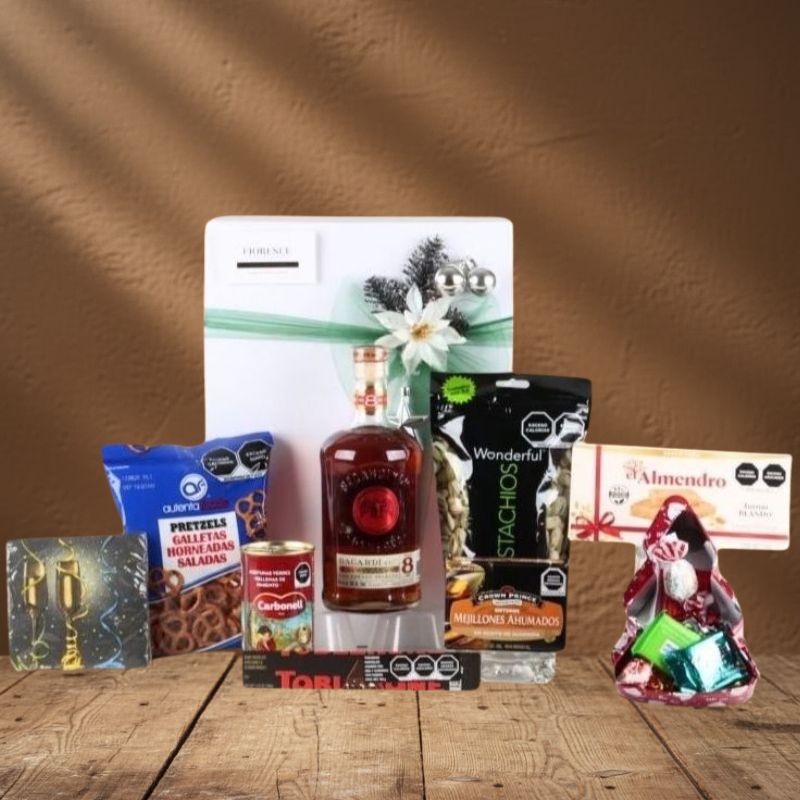 Regalo Navideño de Lujo Ron Bacardí con Selección Gourmet Salada y Dulce