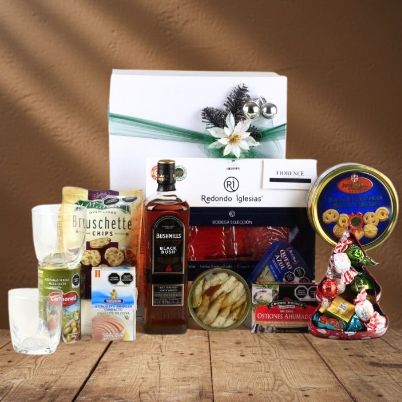 Regalo Navideño Gourmet con Whiskey Irlandés Bushmills Black Bush