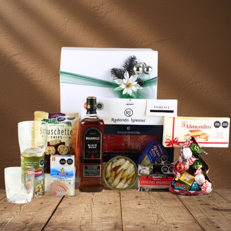 Regalo Navideño Gourmet con Whiskey Irlandés Bushmills Black Bush