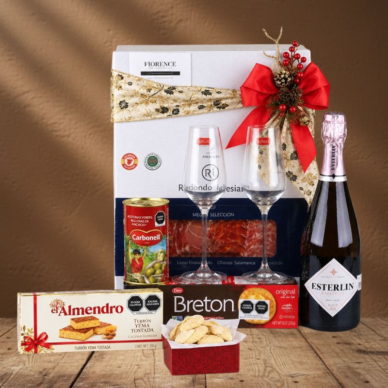 Set Navideño Gourmet con Champagne Rosado y Maridaje Premium