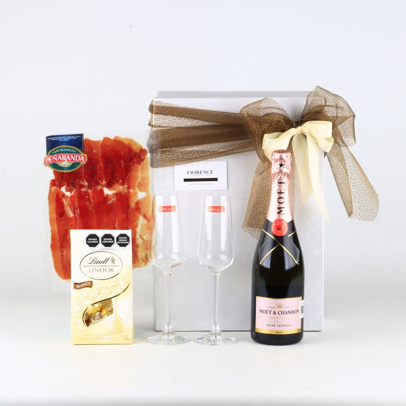 "Champagne & Serrano" Luxury Gift Box: Moët & Chandon Rosé Imperial & Premium Pairing