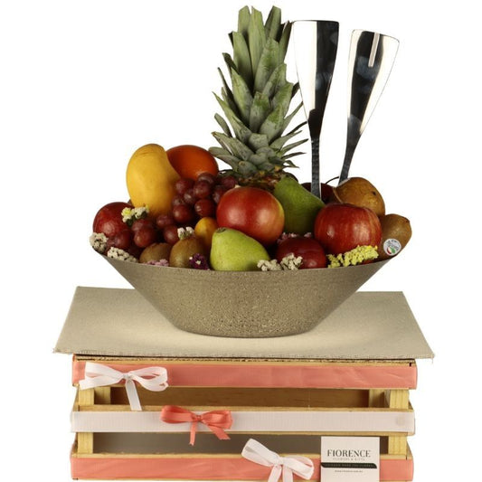 Stainless Steel Salad Bowl with Fresh Fruit