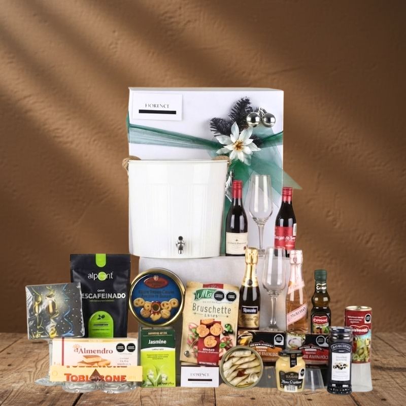 Regalo Navideño Deluxe con Vinos y Selección Gourmet